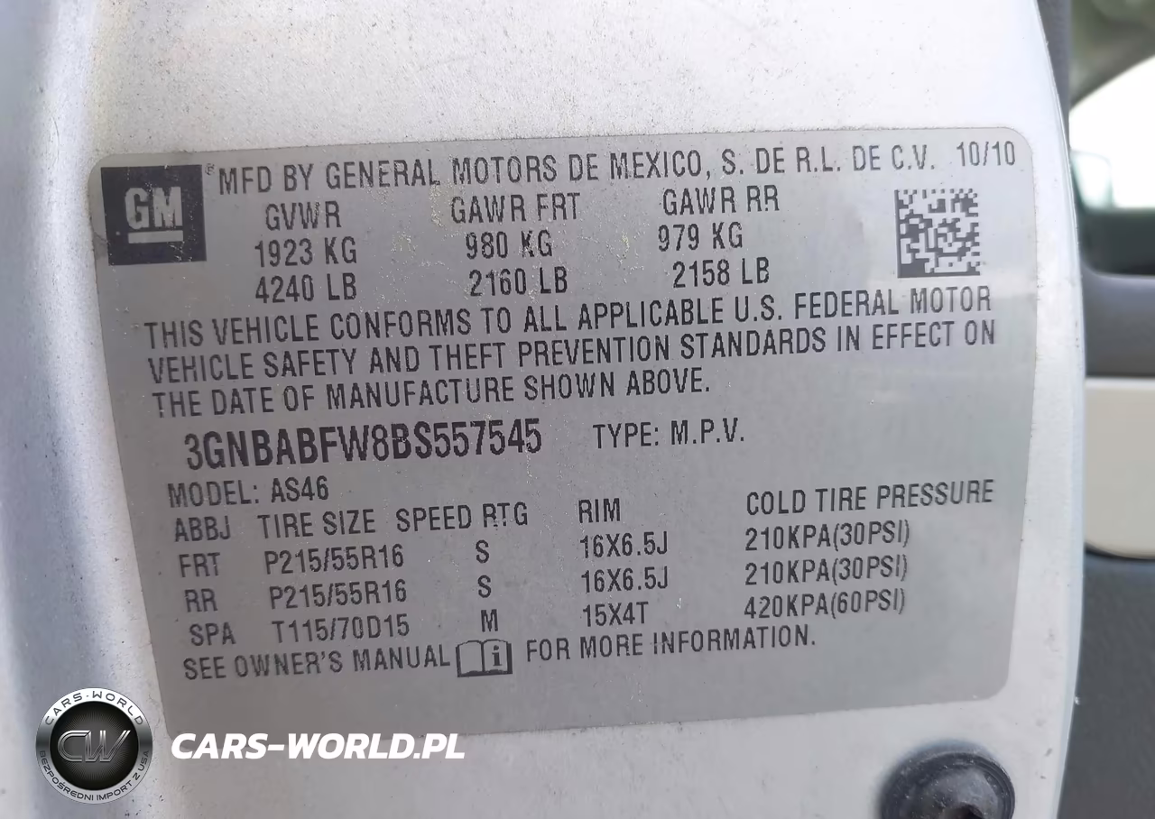 2011 Chevrolet Hhr Lt W-1Lt VIN:3GNBABFW8BS557545 - 9