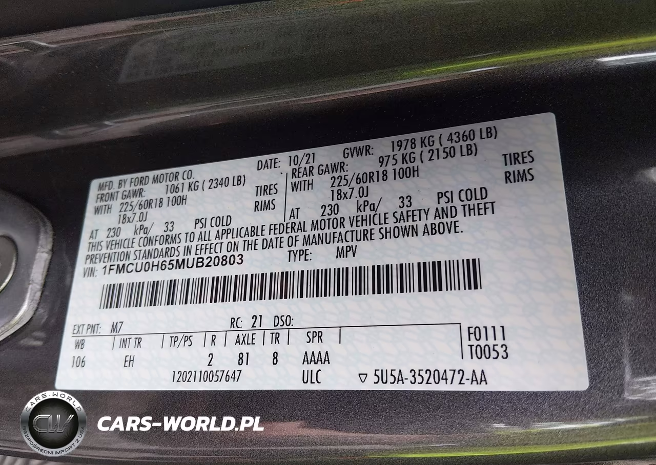 2021 Ford Escape Sel VIN:1FMCU0H65MUB20803 - 9