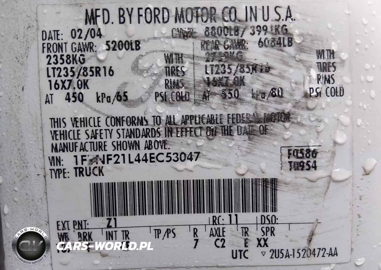2004 Ford F-250 Xl-Xlt VIN:1FTNF21L44EC53047 - 9
