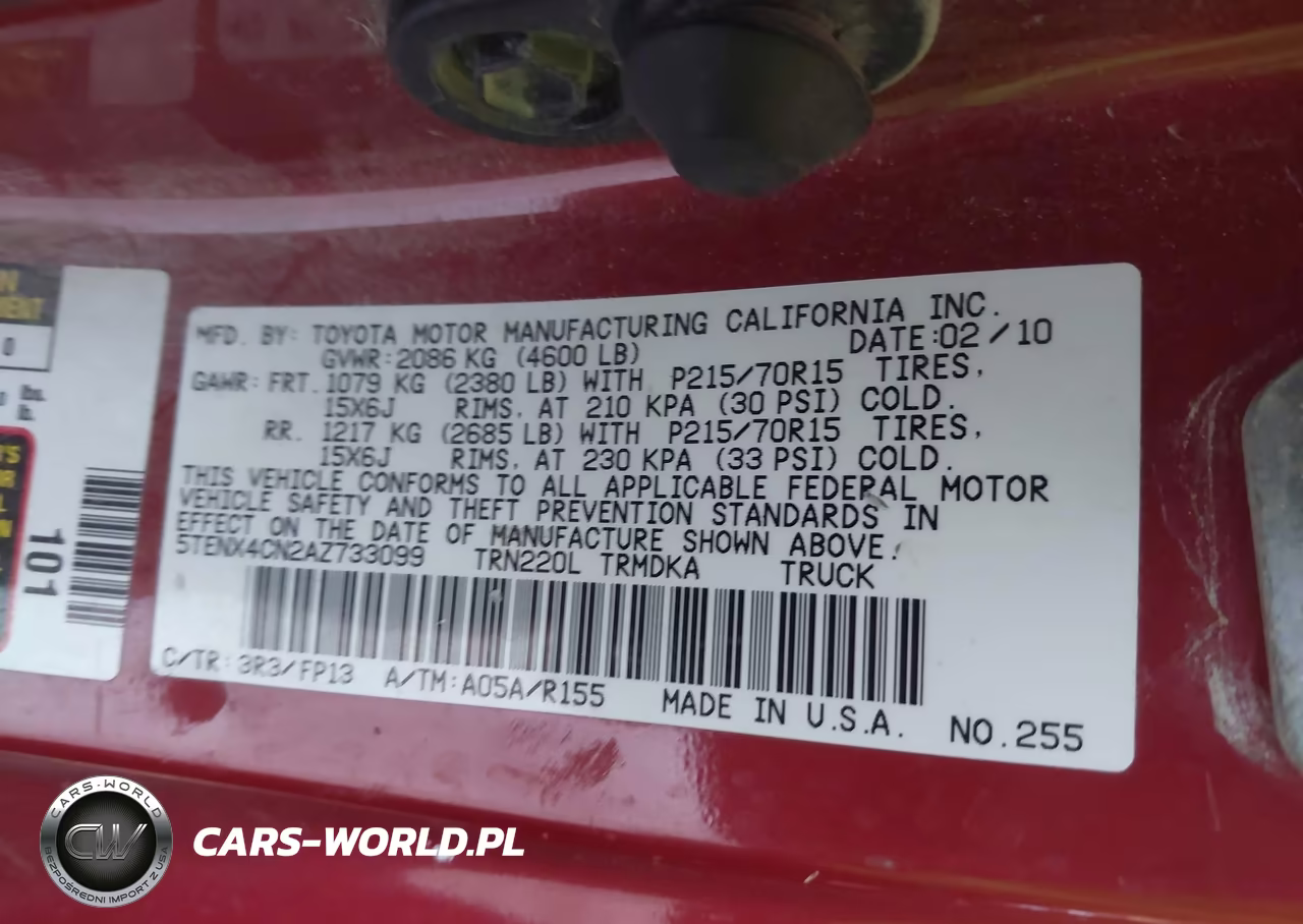 2010 Toyota Tacoma VIN:5TENX4CN2AZ733099 - 9