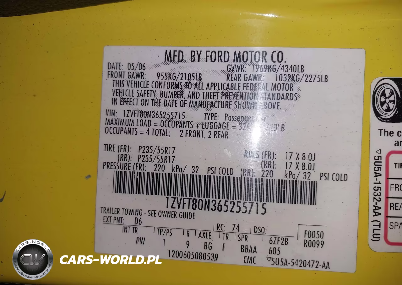 2006 Ford Mustang V6 VIN:1ZVFT80N365255715 - 9