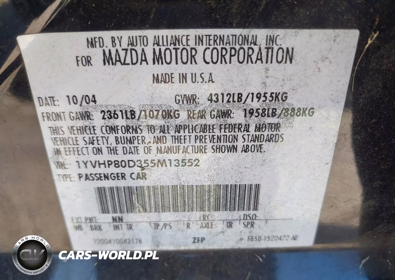 2005 Mazda Mazda6 S Sport VIN:1YVHP80D355M13552 - 9