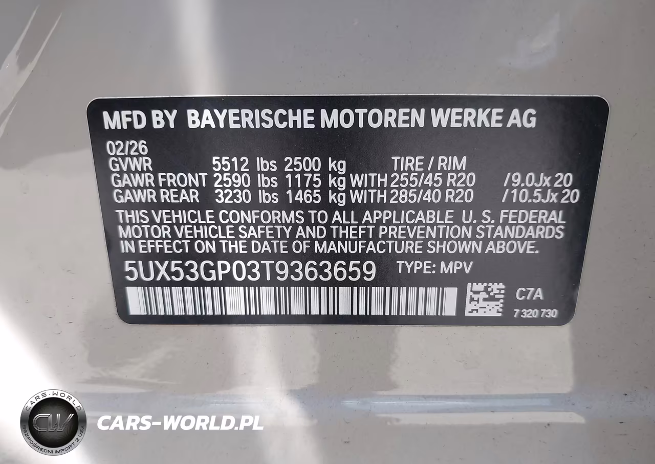 2026 BMW X3 30 xDrive VIN:5UX53GP03T9363659 - 9