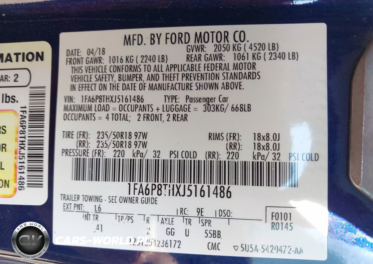 2018 Ford Mustang Ecoboost VIN:1FA6P8THXJ5161486 - 9