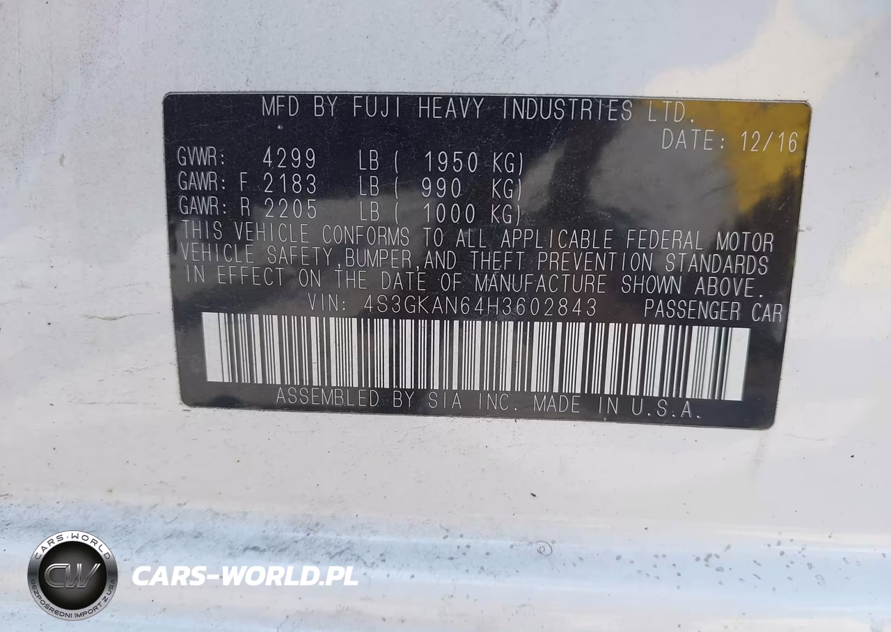 2017 Subaru Impreza 2.0I Limited VIN:4S3GKAN64H3602843 - 9