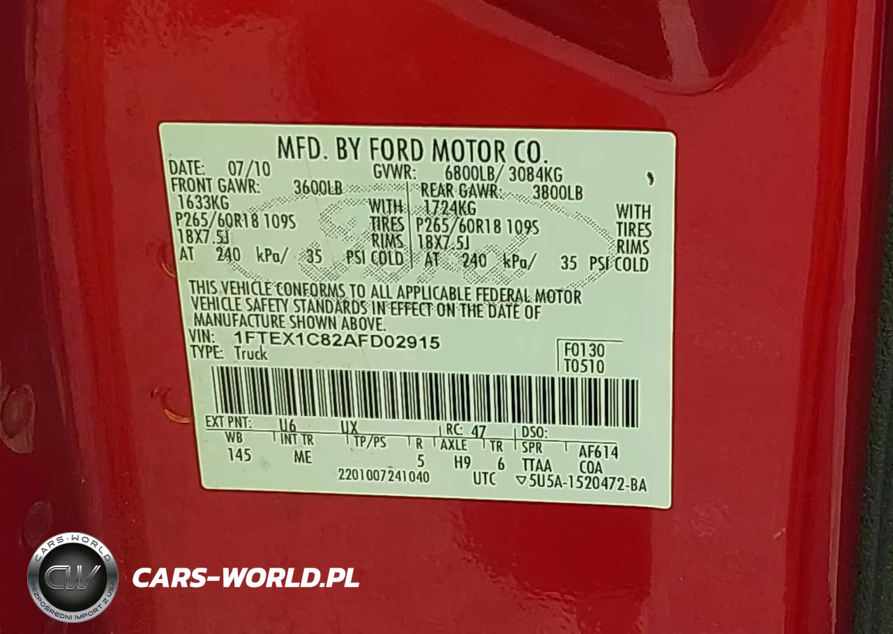 2010 Ford F-150 Fx2 Sport-Stx-Xl-Xlt VIN:1FTEX1C82AFD02915 - 9