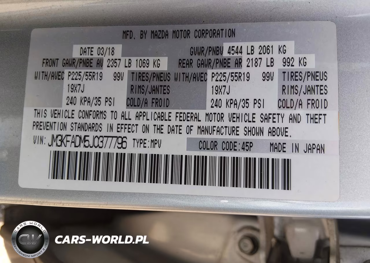 2018 Mazda Cx-5 Grand Touring VIN:JM3KFADM5J0377796 - 9