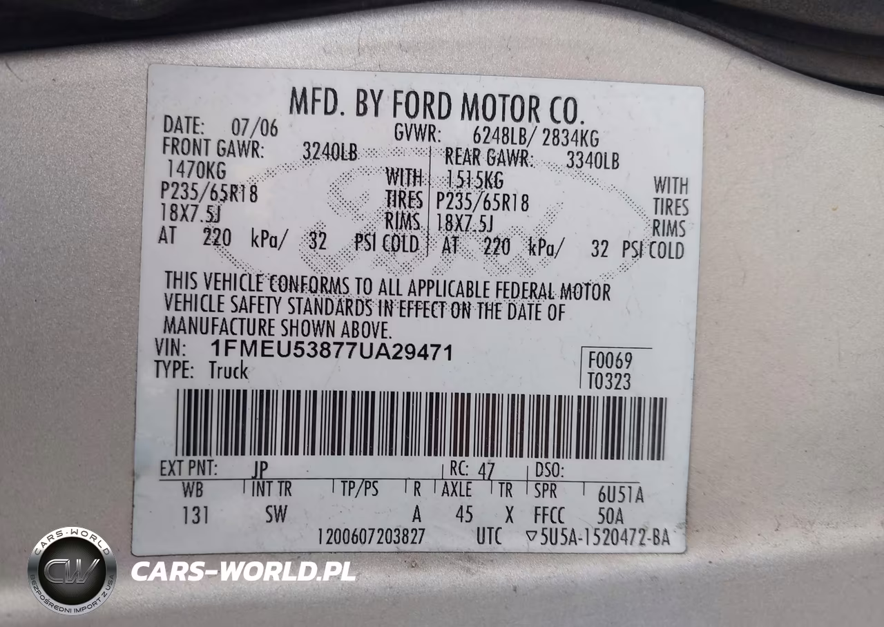 2007 Ford Explorer Sport Trac Limited VIN:1FMEU53877UA29471 - 9