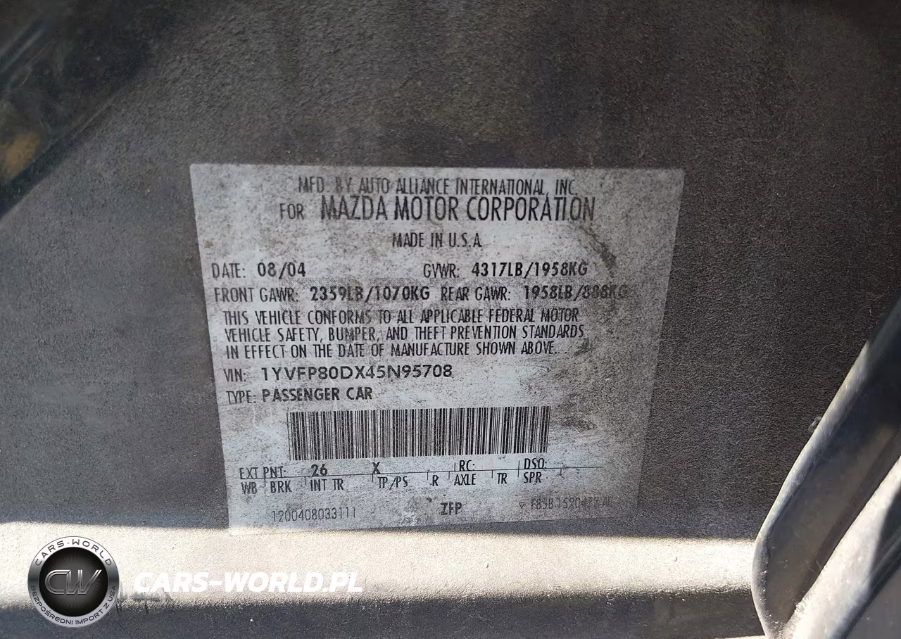 2004 Mazda Mazda6 S VIN:1YVFP80DX45N95708 - 9