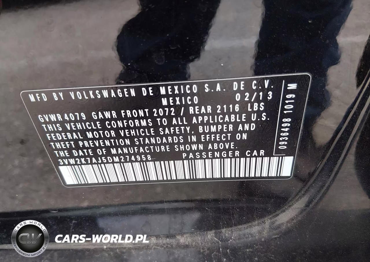 2013 Volkswagen Jetta 2.0L S VIN:3VW2K7AJ5DM274958 - 9