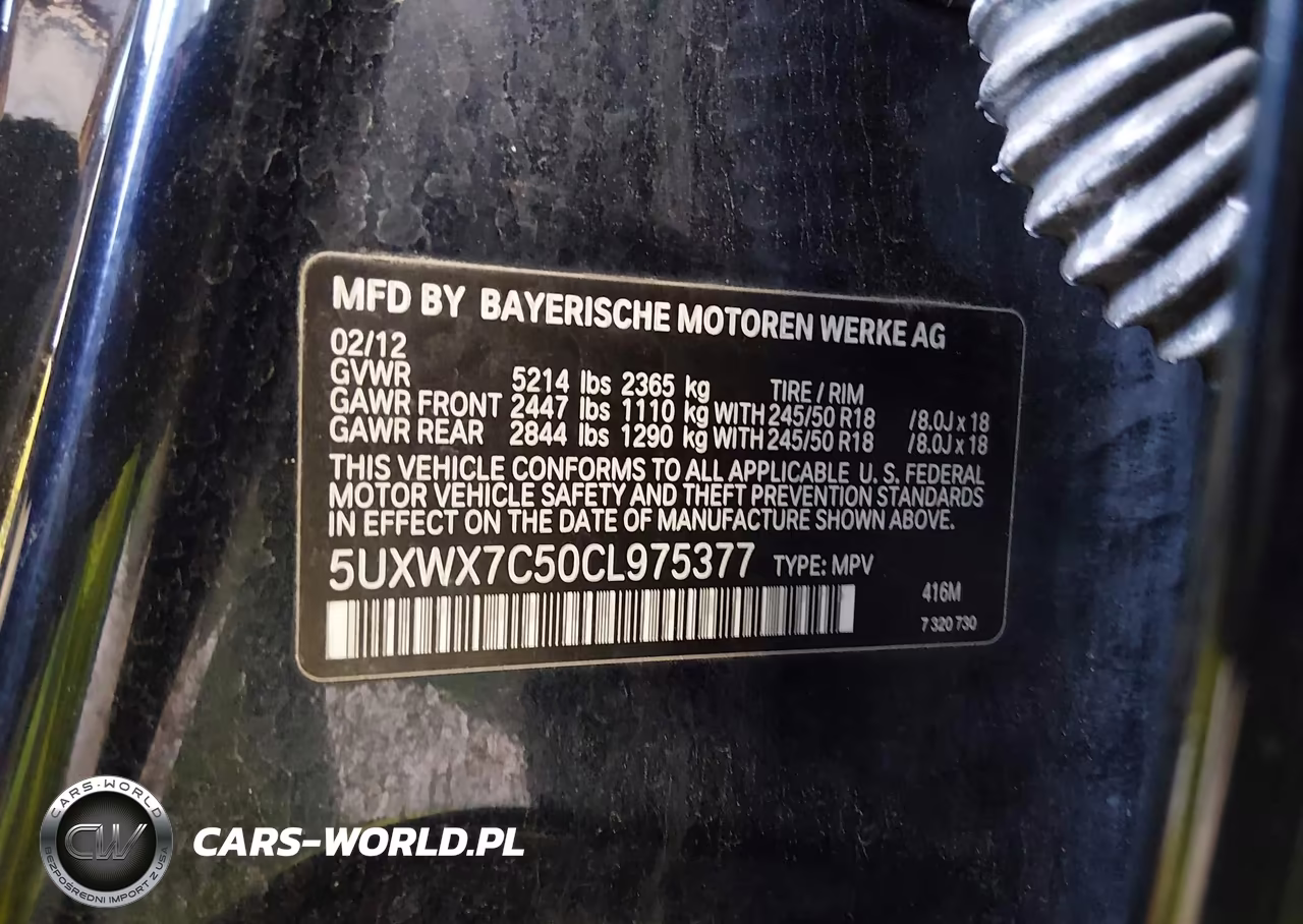 2012 BMW X3 xDrive35I VIN:5UXWX7C50CL975377 - 9