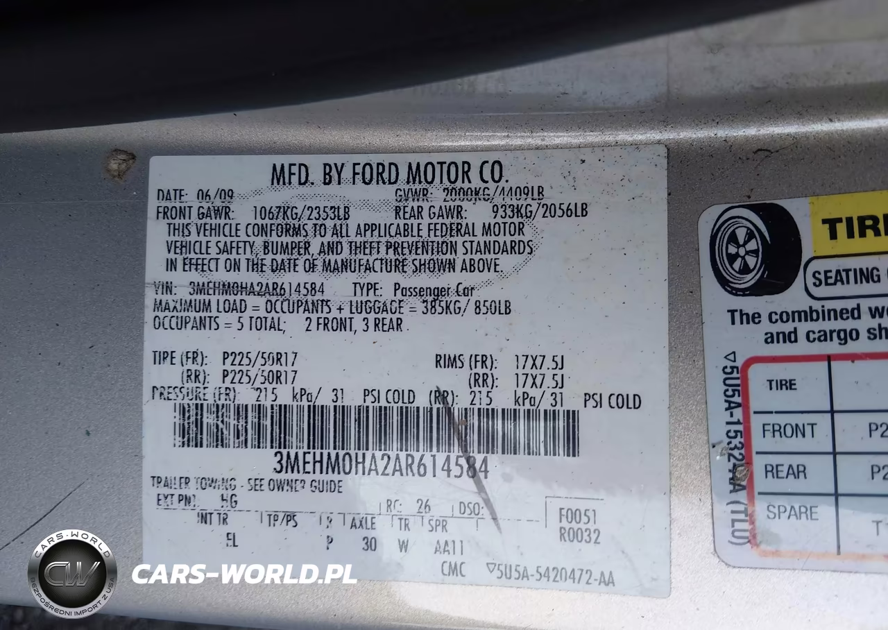2010 Mercury Milan VIN:3MEHM0HA2AR614584 - 9