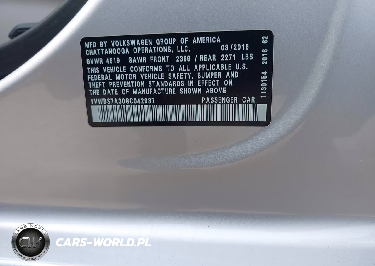 2016 Volkswagen Passat 1.8T Se VIN:1VWBS7A30GC042937 - 9