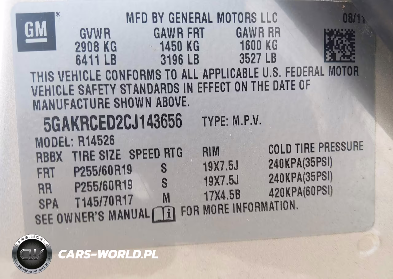 2012 Buick Enclave Leather VIN:5GAKRCED2CJ143656 - 9