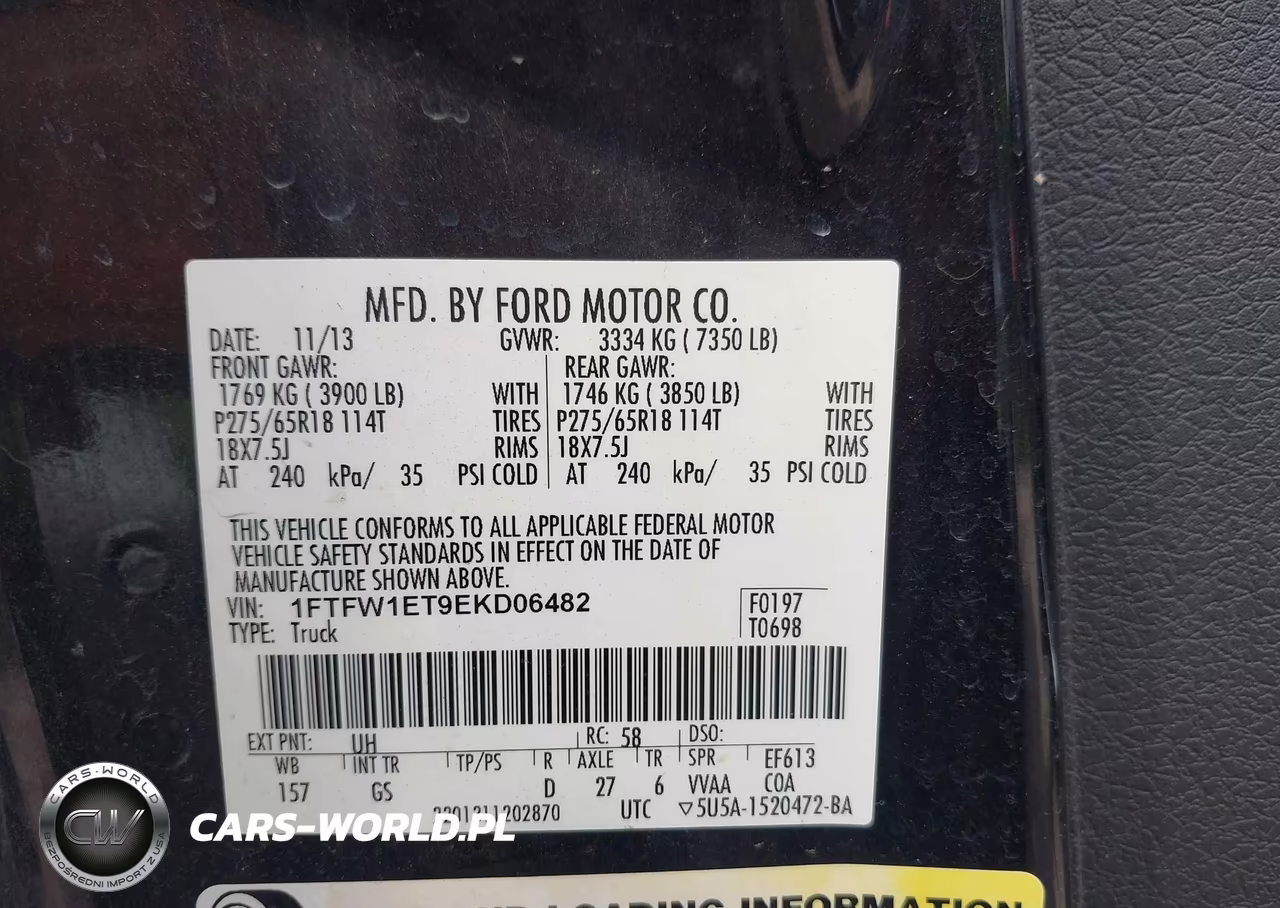 2014 Ford F-150 Fx4-King Ranch-Lariat-Limited-Platinum-Xl-Xlt VIN:1FTFW1ET9EKD06482 - 9