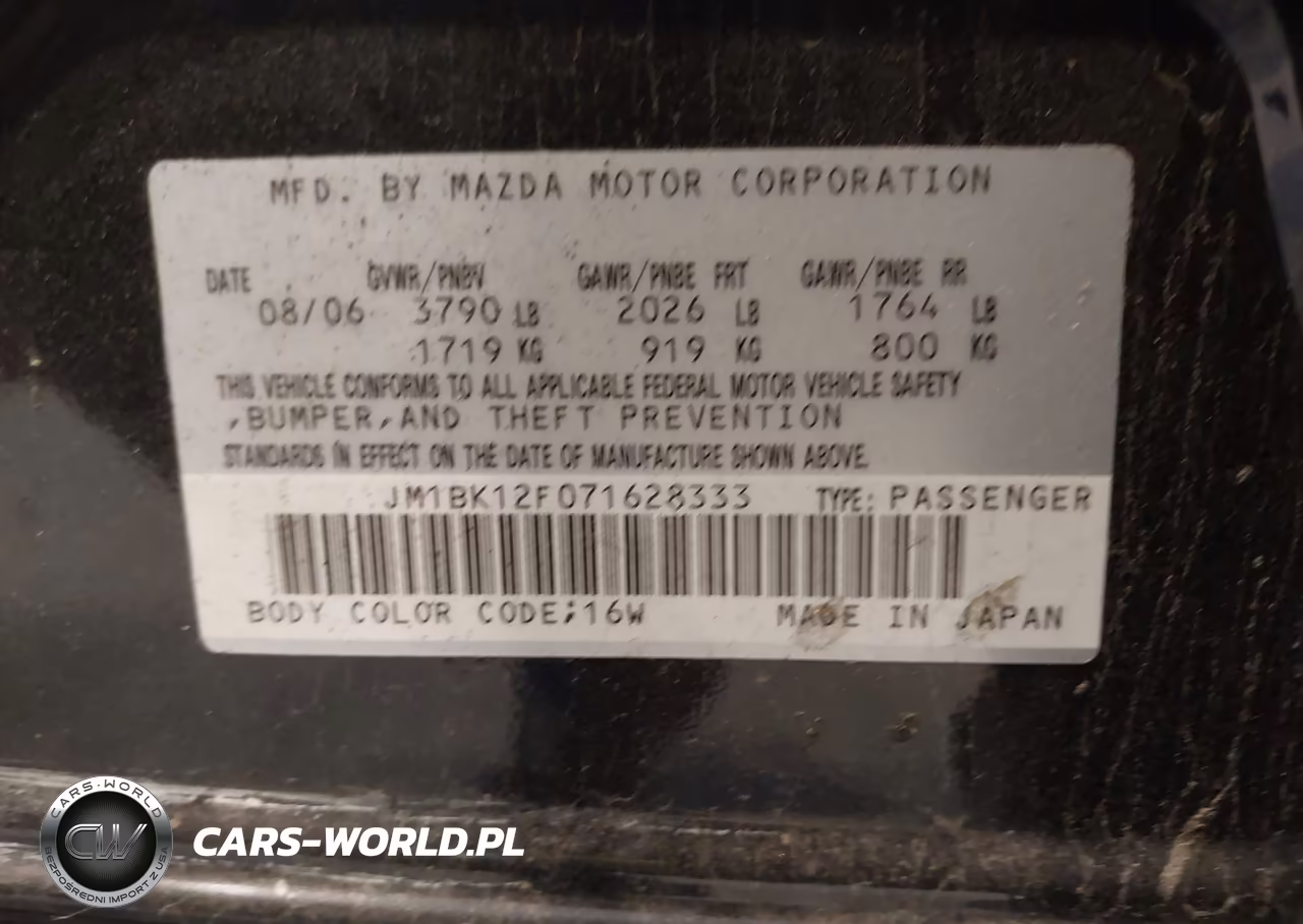 2007 Mazda Mazda3 I Sport VIN:JM1BK12F071628333 - 9