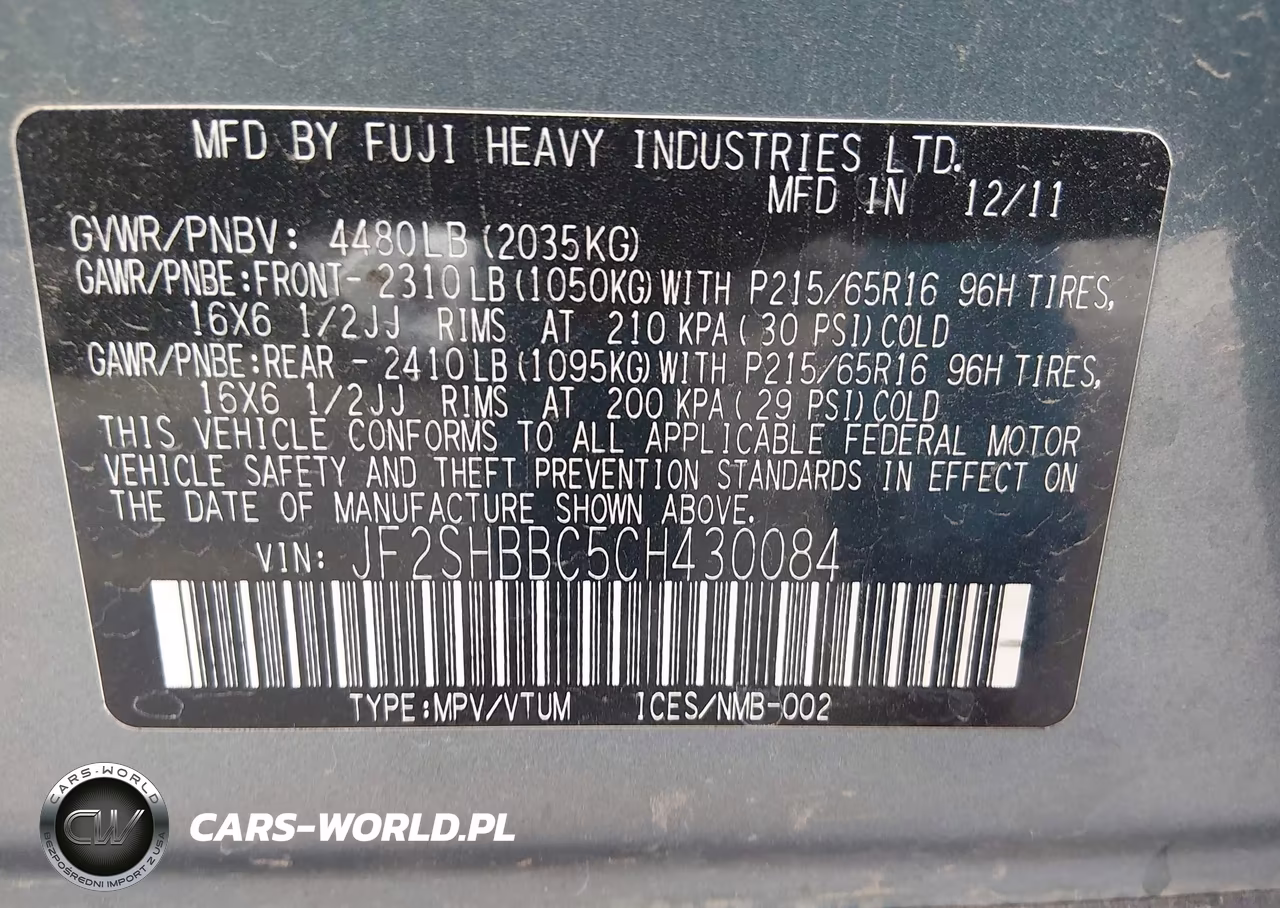 2012 Subaru Forester 2.5X VIN:JF2SHBBC5CH430084 - 9