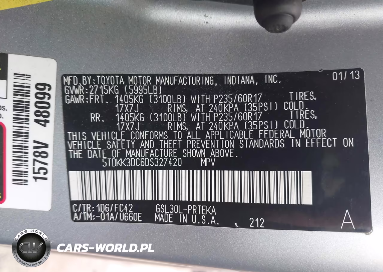 2013 Toyota Sienna Le V6 8 Passenger VIN:5TDKK3DC6DS327420 - 9