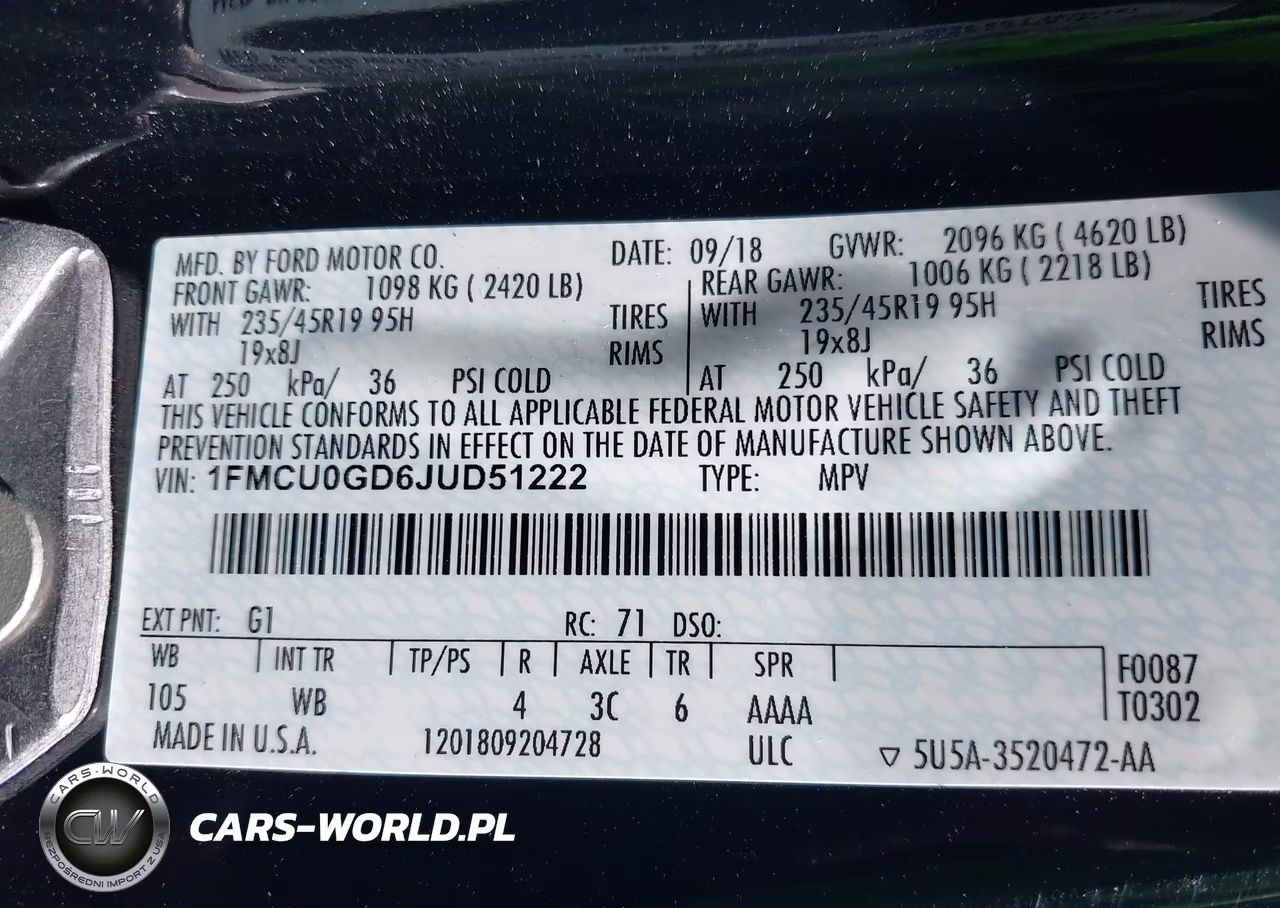 2018 Ford Escape Se VIN:1FMCU0GD6JUD51222 - 9