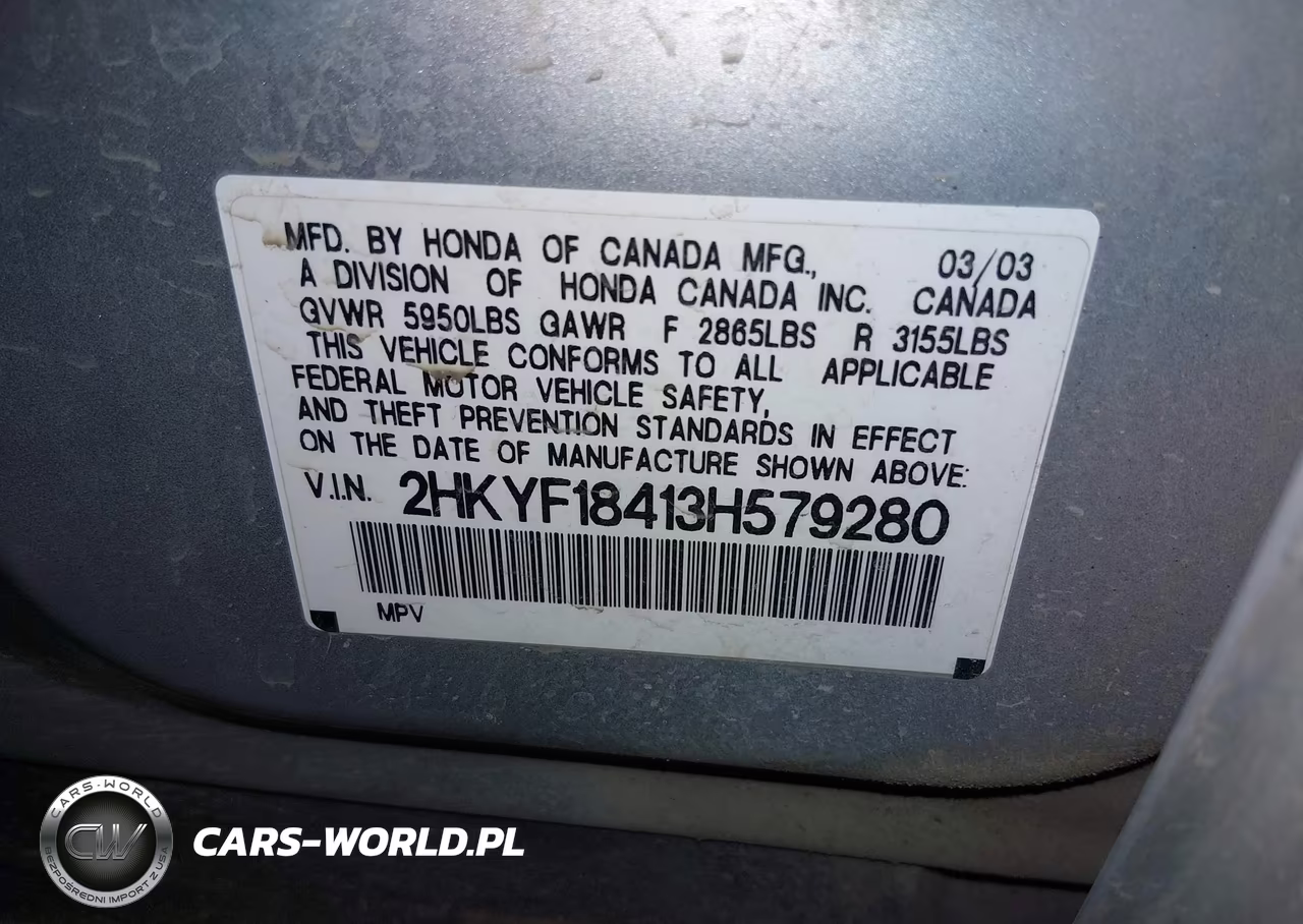2003 Honda Pilot Ex VIN:2HKYF18413H579280 - 9