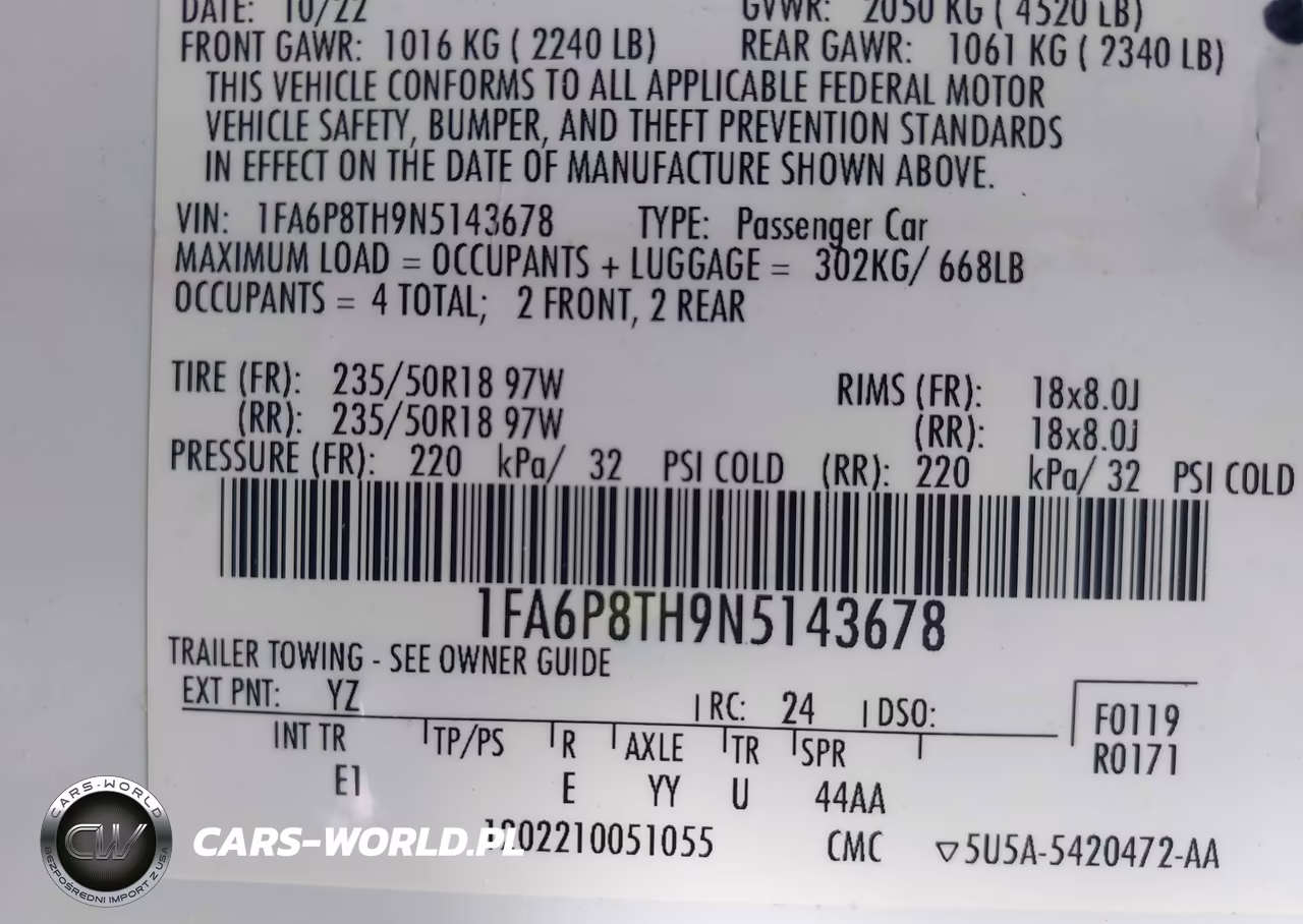 2022 Ford Mustang Ecoboost Premium Fastback VIN:1FA6P8TH9N5143678 - 9