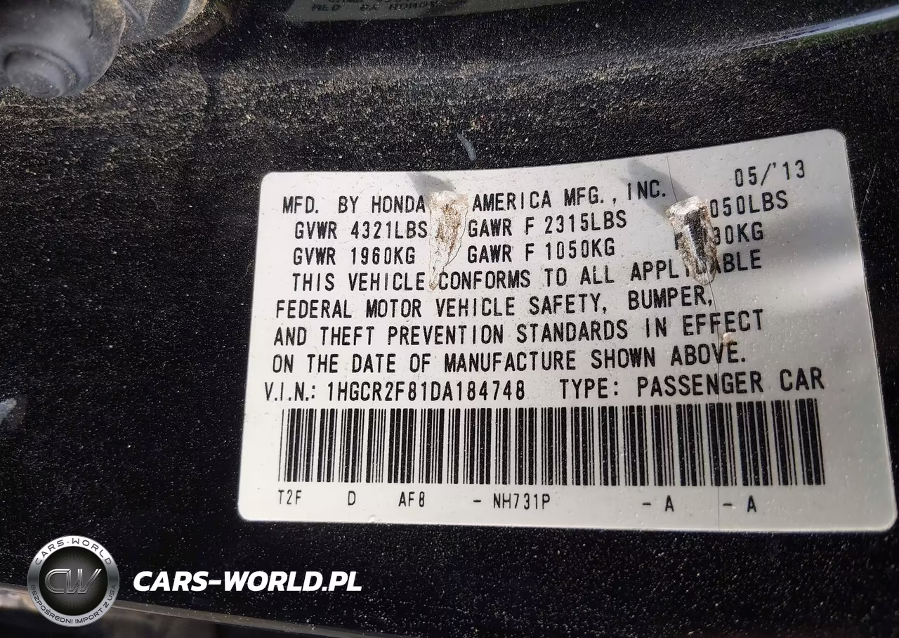 2013 Honda Accord Ex-L VIN:1HGCR2F81DA184748 - 9