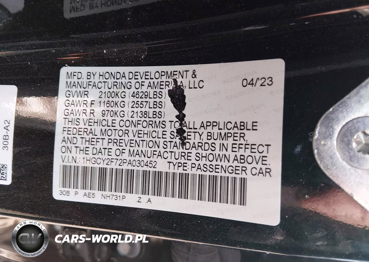 2023 Honda Accord Hybrid Sport-L VIN:1HGCY2F72PA030452 - 9