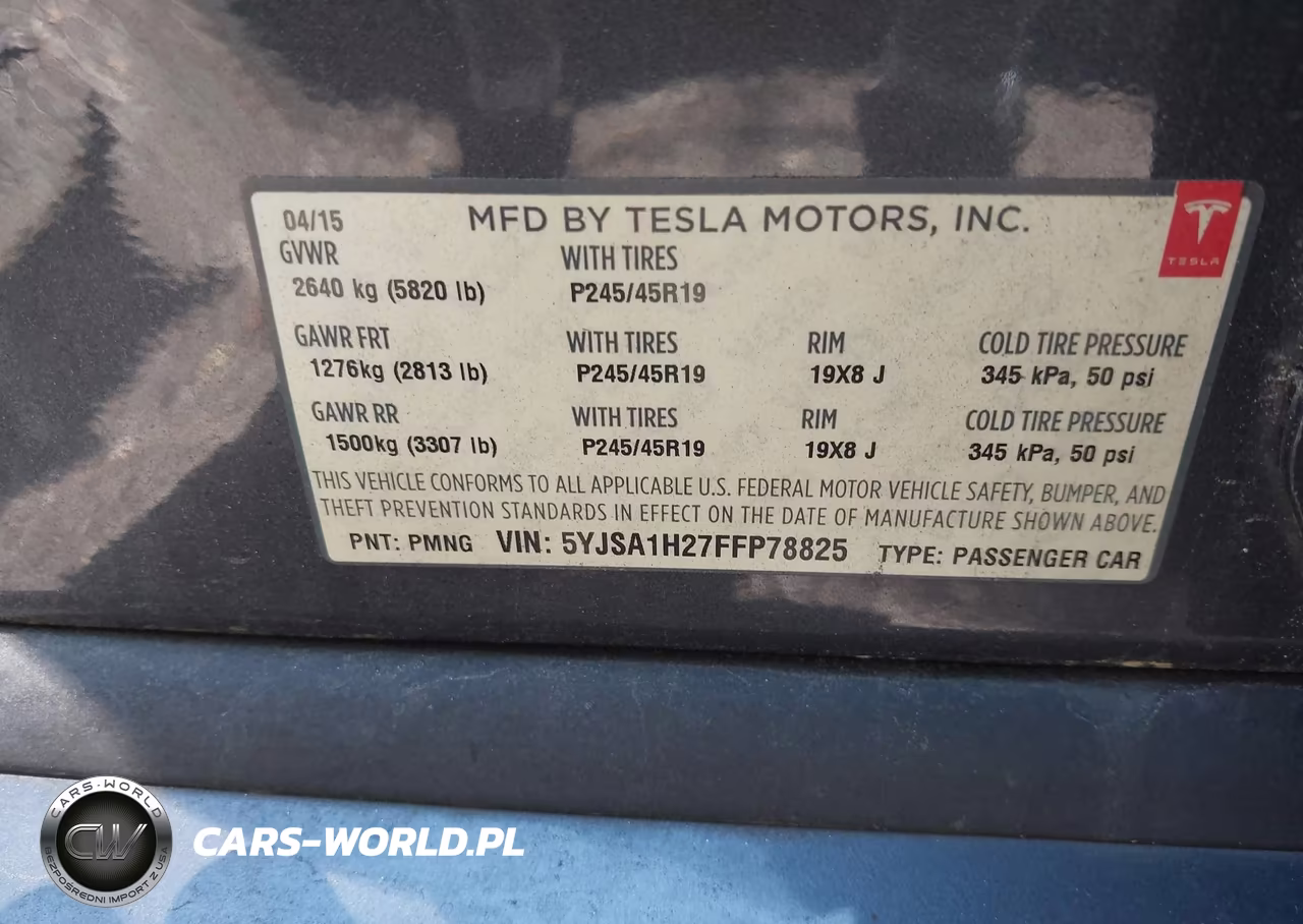 2015 Tesla Model S 70D-85D-P85D VIN:5YJSA1H27FFP78825 - 9
