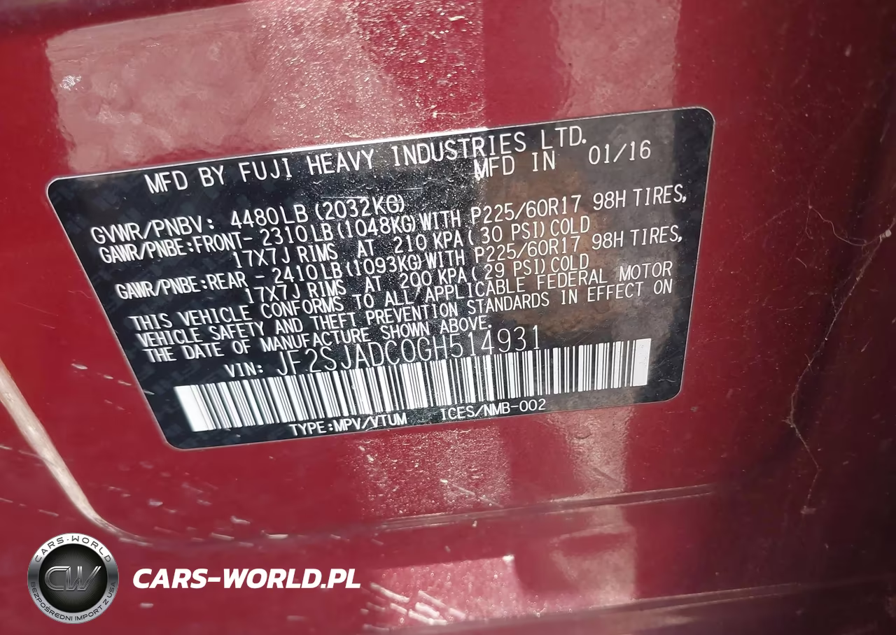2016 Subaru Forester 2.5I Premium VIN:JF2SJADC0GH514931 - 9