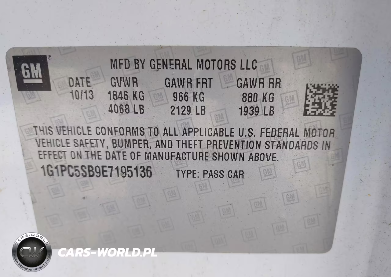 2014 Chevrolet Cruze 1Lt Auto VIN:1G1PC5SB9E7195136 - 9