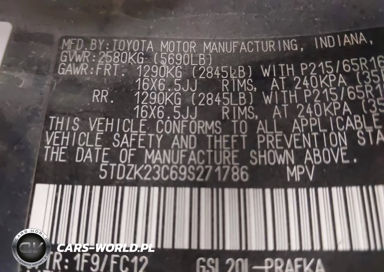 2009 Toyota Sienna Le VIN:5TDZK23C69S271786 - 9
