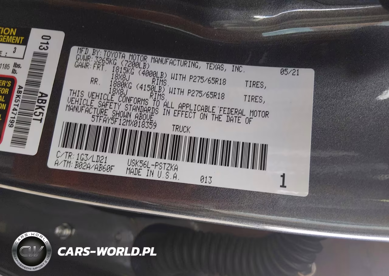 2021 Toyota Tundra 1794 Edition VIN:5TFAY5F12MX018359 - 9