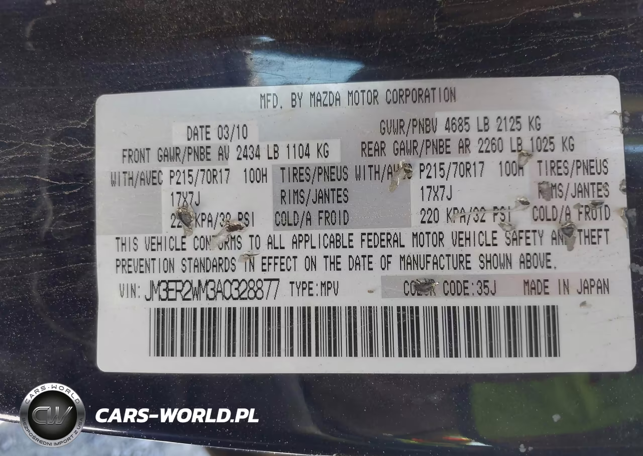 2010 Mazda Cx-7 I Sport VIN:JM3ER2WM3A0328877 - 9