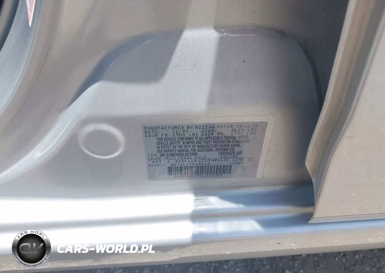 2025 Nissan Versa 1.6 Sv VIN:3N1CN8EV9SL827005 - 9