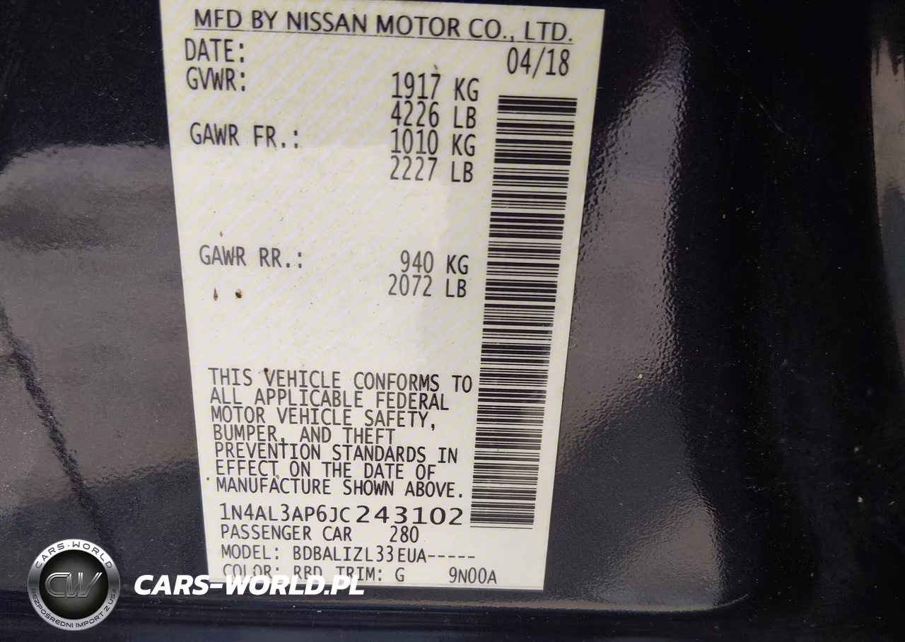 2018 Nissan Altima 2.5 Sv VIN:1N4AL3AP6JC243102 - 9