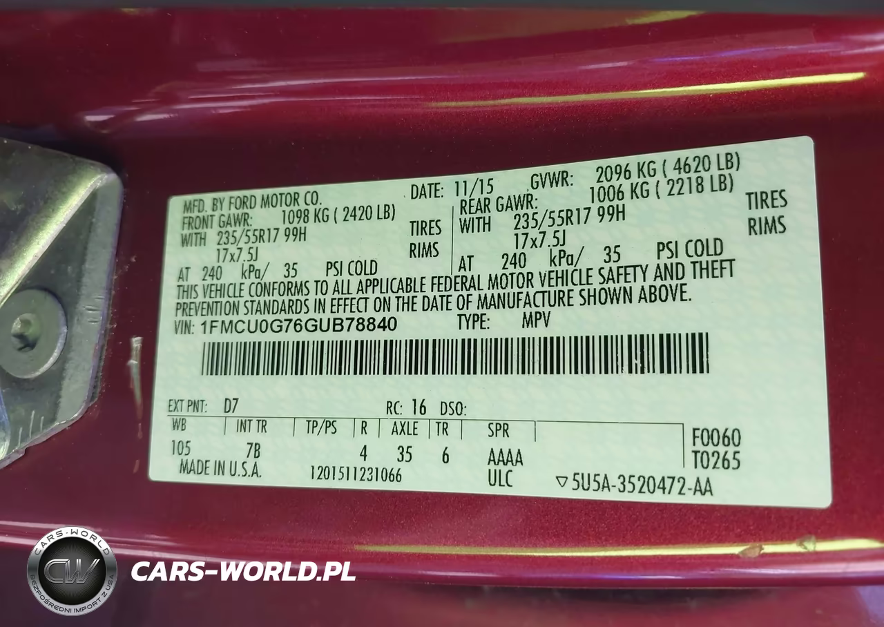 2016 Ford Escape Se VIN:1FMCU0G76GUB78840 - 9