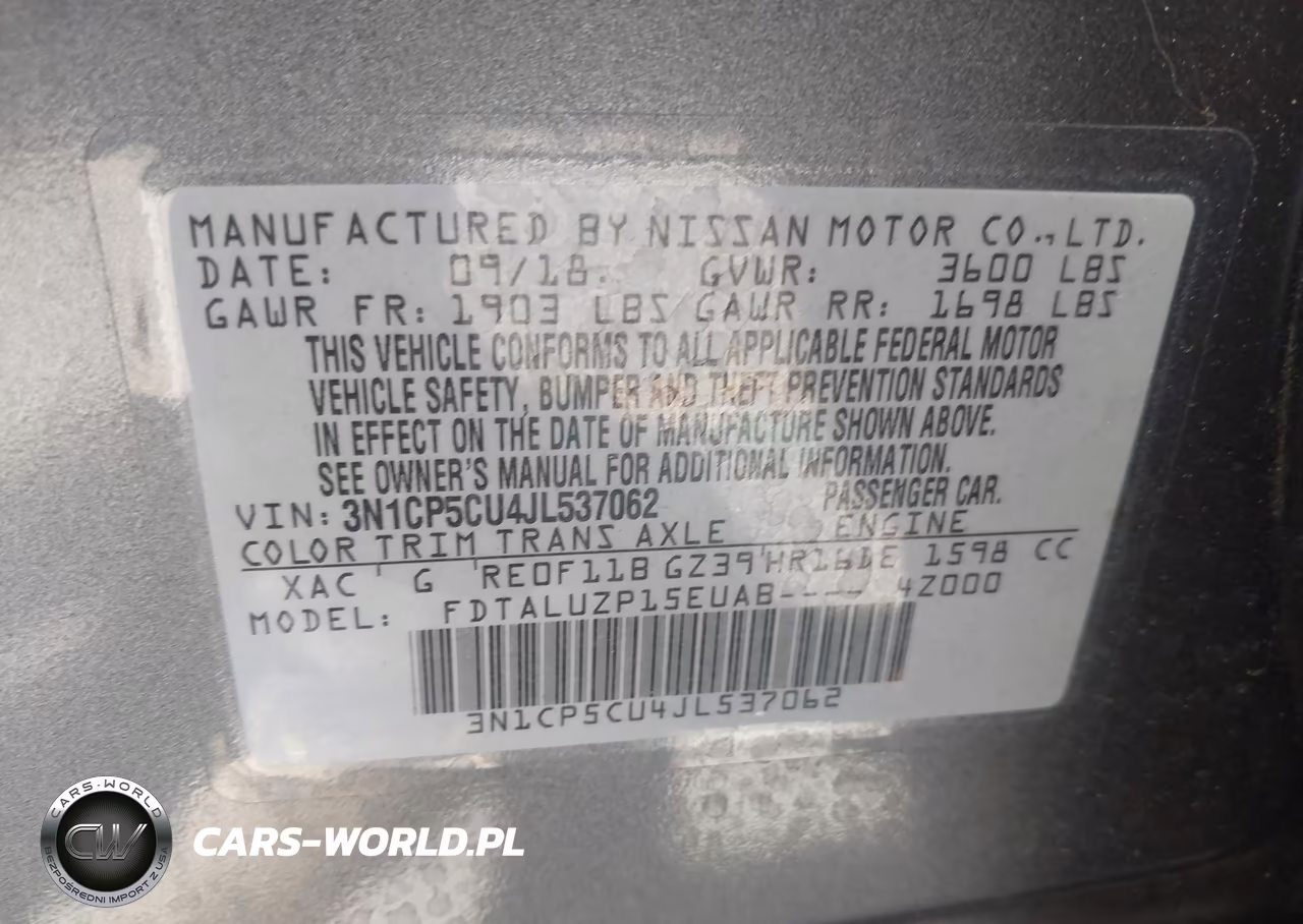 2018 Nissan Kicks Sr VIN:3N1CP5CU4JL537062 - 9