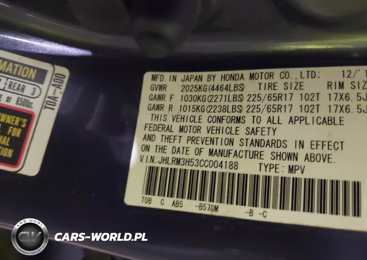 2012 Honda Cr-V Ex VIN:JHLRM3H53CC004188 - 9