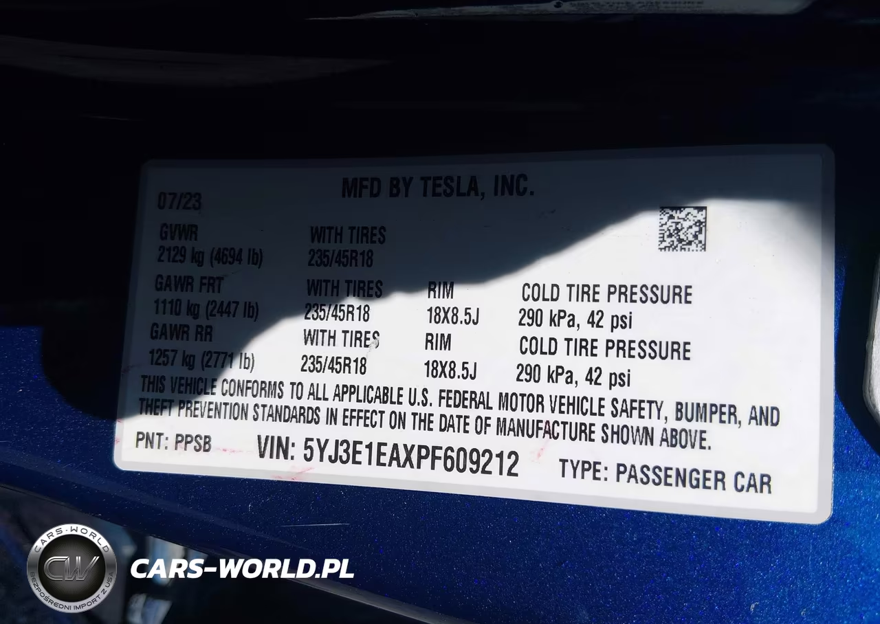 2023 Tesla Model 3 Rear-Wheel Drive VIN:5YJ3E1EAXPF609212 - 9