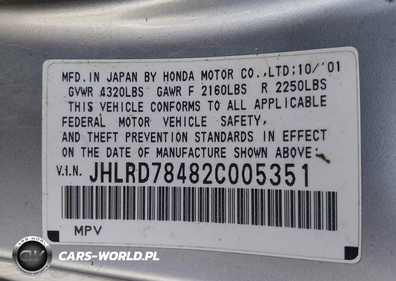 2002 Honda Cr-V Lx VIN:JHLRD78482C005351 - 9
