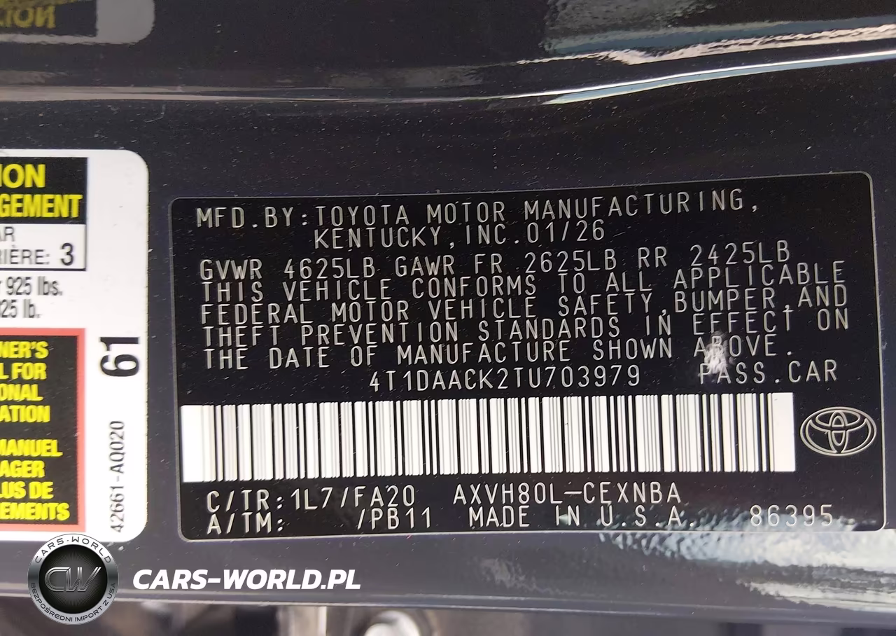2026 Toyota Camry Le VIN:4T1DAACK2TU703979 - 9