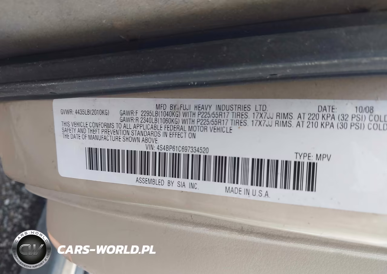 2009 Subaru Outback 2.5I VIN:4S4BP61C697334520 - 9