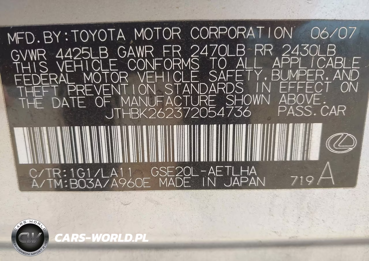 2007 Lexus Is 250 VIN:JTHBK262372054736 - 9