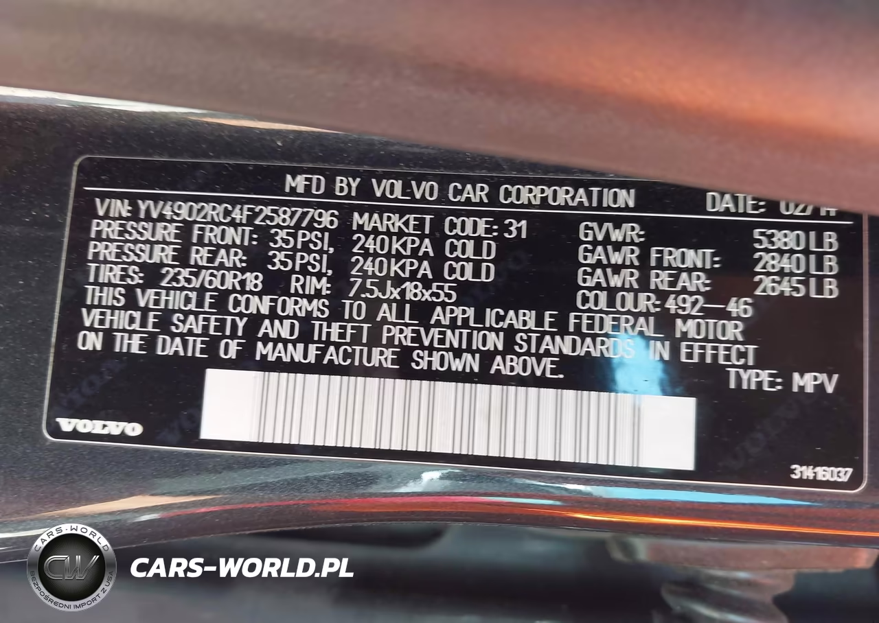 2015 Volvo Xc60 T6 Premier Plus VIN:YV4902RC4F2587796 - 9
