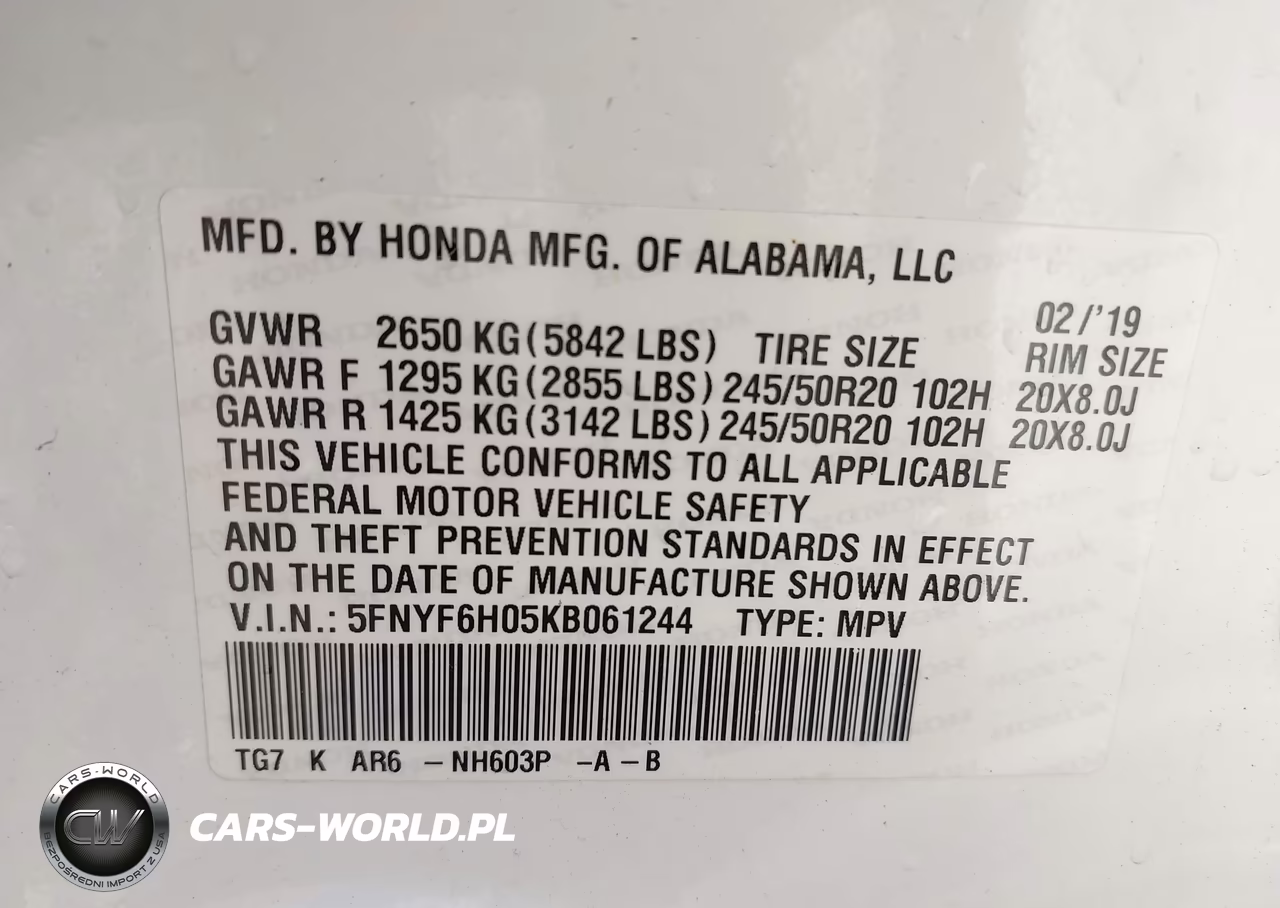 2019 Honda Pilot Elite VIN:5FNYF6H05KB061244 - 9