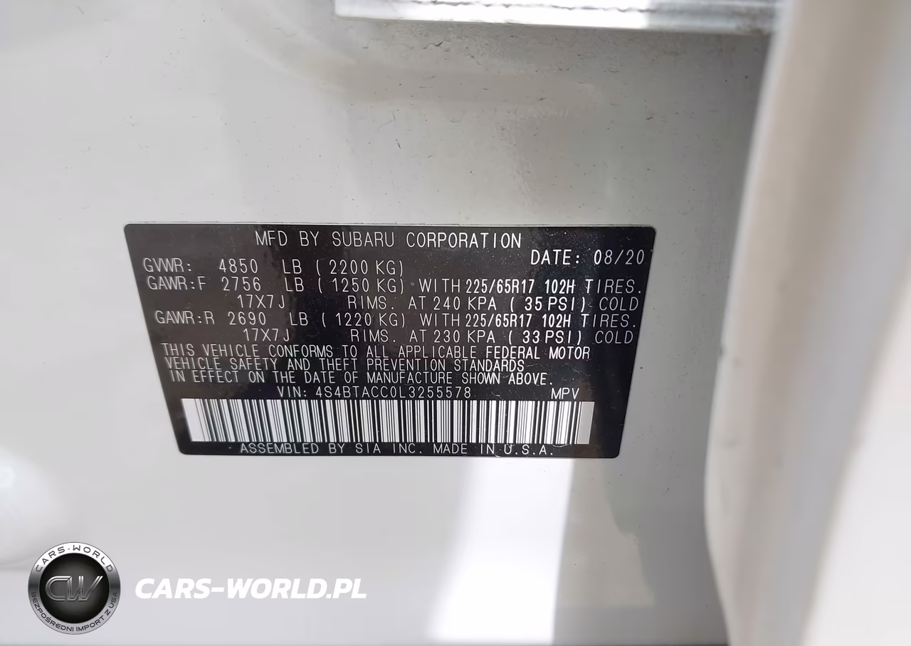 2020 Subaru Outback Premium VIN:4S4BTACC0L3255578 - 9