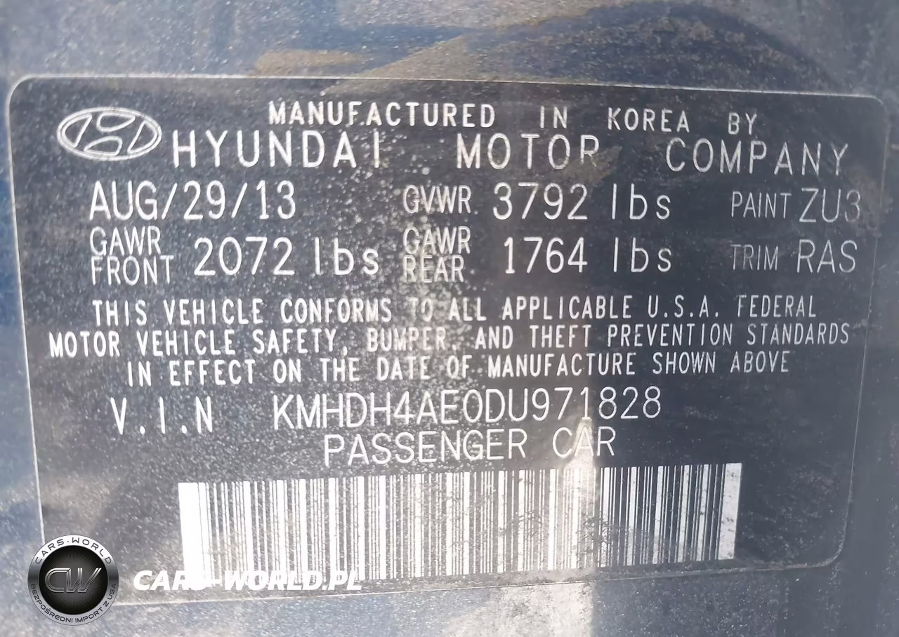 2013 Hyundai Elantra Gls VIN:KMHDH4AE0DU971828 - 9