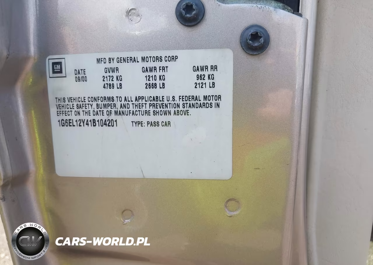 2001 Cadillac Eldorado Esc VIN:1G6EL12Y41B104201 - 9