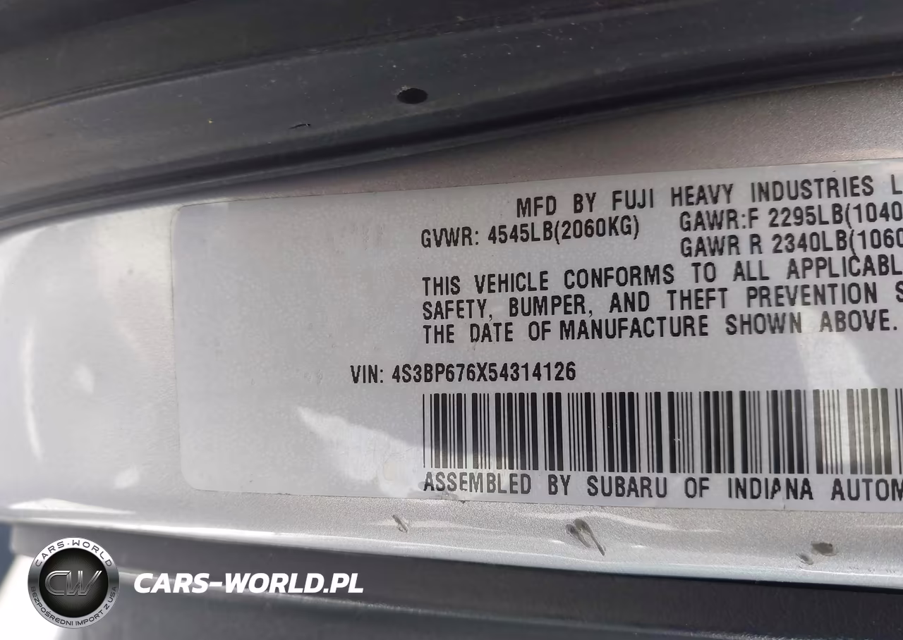 2005 Subaru Legacy 2.5Gt Limited VIN:4S3BP676X54314126 - 9
