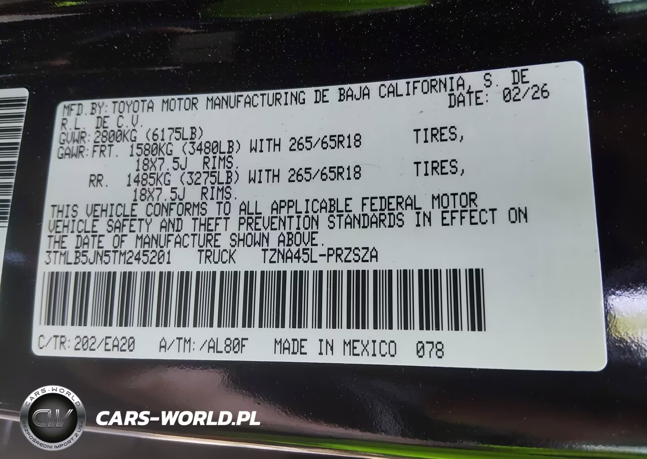 2026 Toyota Tacoma Trd Sport VIN:3TMLB5JN5TM245201 - 9